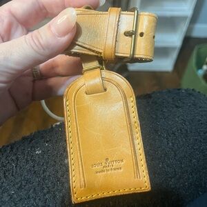 Louis Vuitton Tan Leather Luggage Tag and Poignet